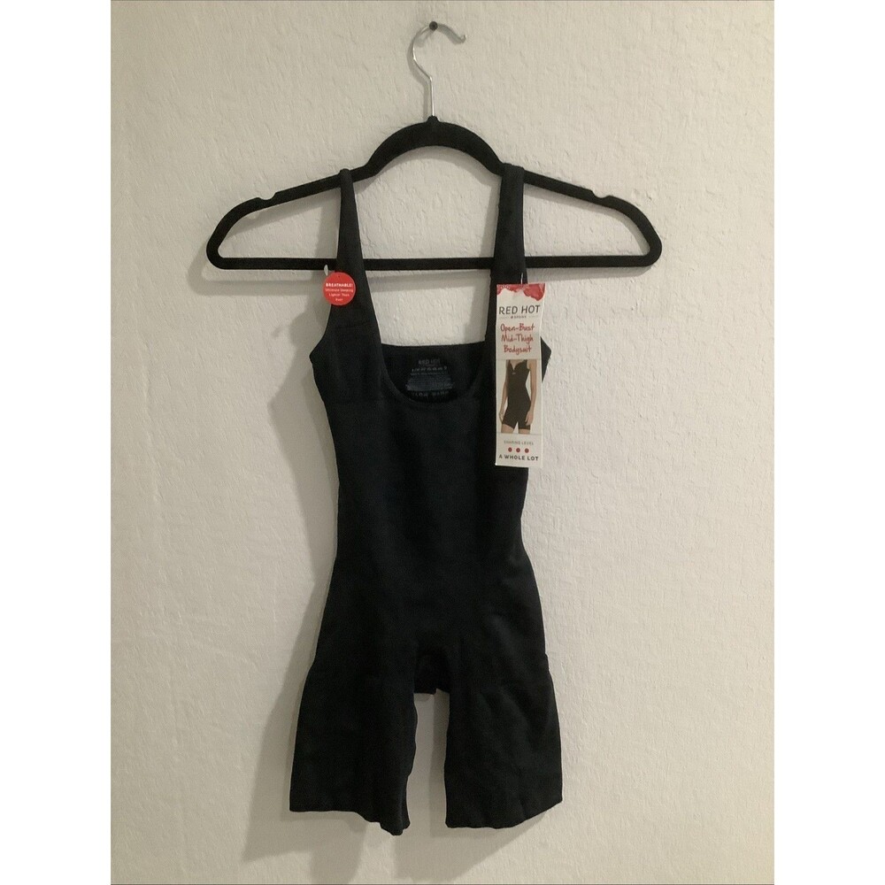 RED HOT by SPANX® Open-Bust Mid-Thigh BLACK FS5415 Size L NWT - Picture 6 of 7